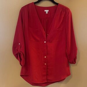 Guess Red Button-Up Blouse